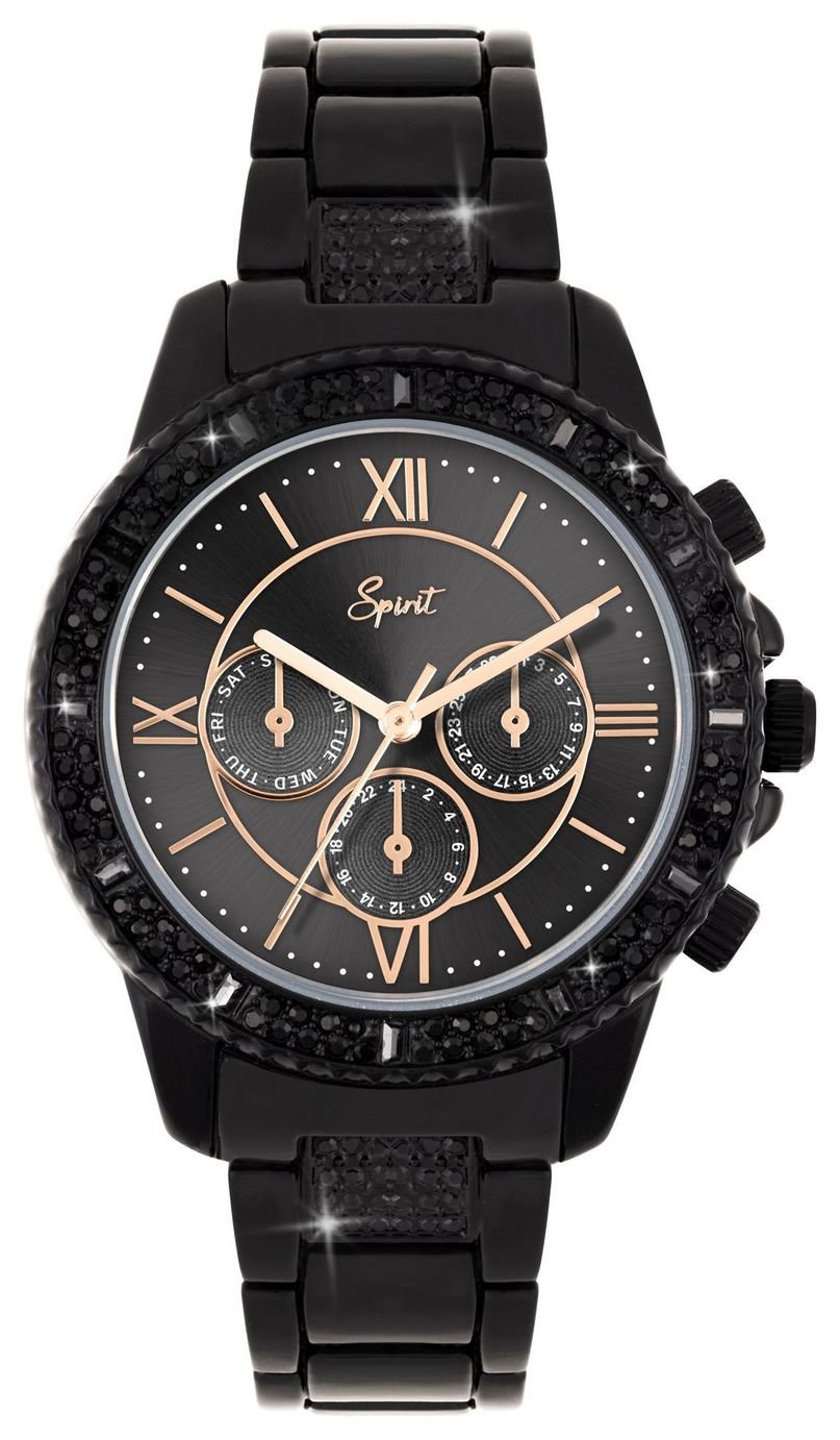 Spirit Lux Stone Set Black Bracelet Watch
