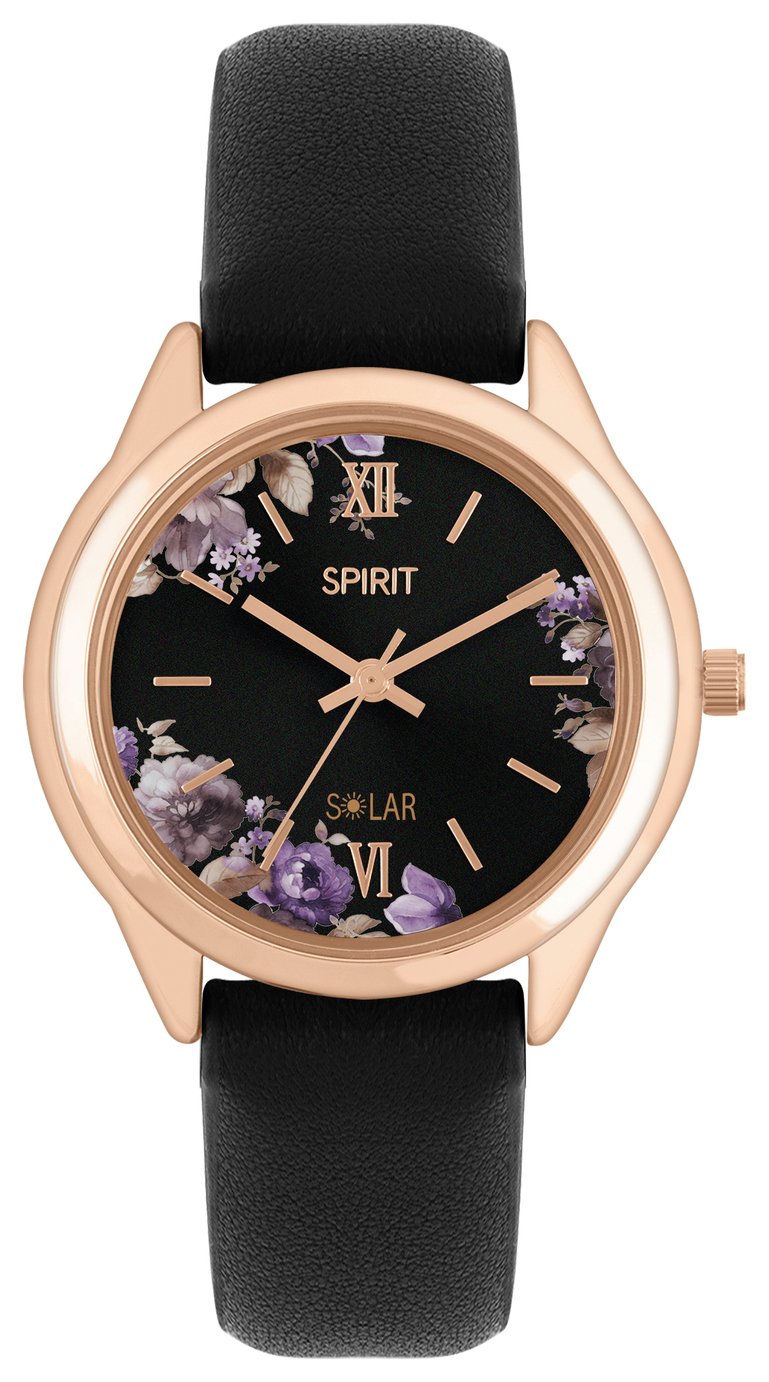 Spirit Ladies Black Solar Recycled Strap Watch