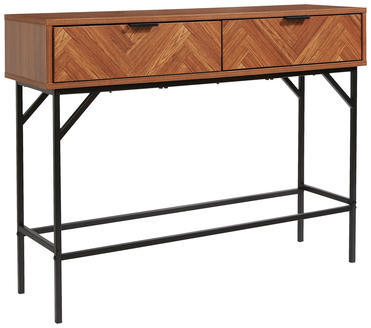 Lloyd Pascal Dark Chevron 2 Drawer Console Table - Brown