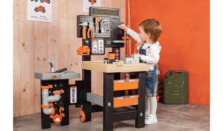 Smoby Black and Decker Kids Centre Workbench Pretend Play Toy Workbench  with Tools