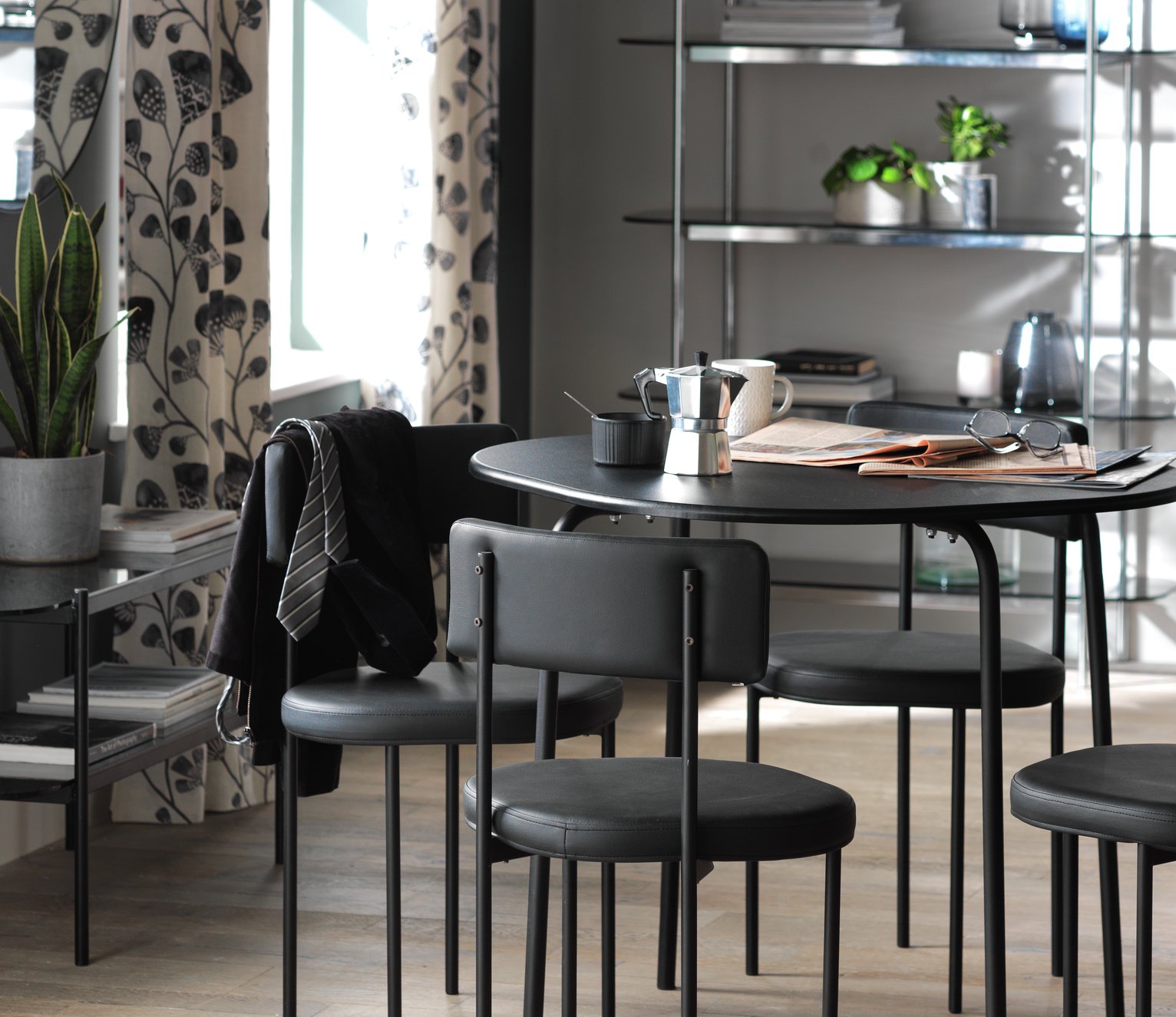 Habitat Jayla Metal Black Dining Table & 4 Black Chairs