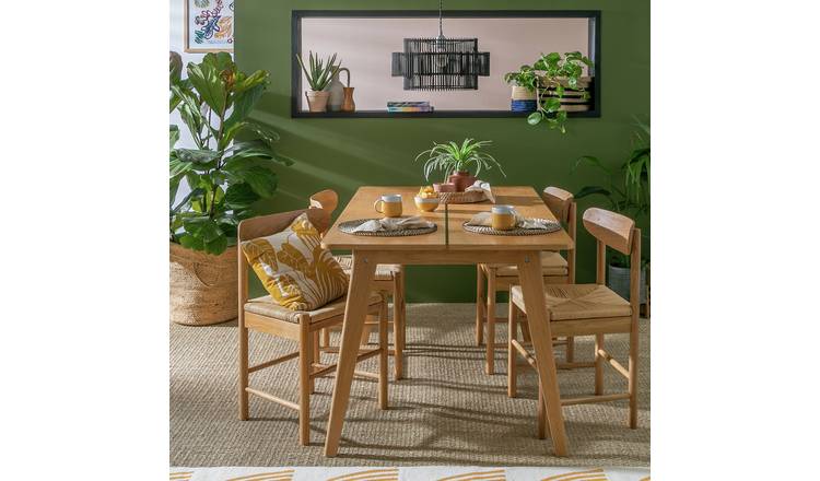 Habitat Nel Non-Extendable Oak Dining Table & 4 Oak Chairs