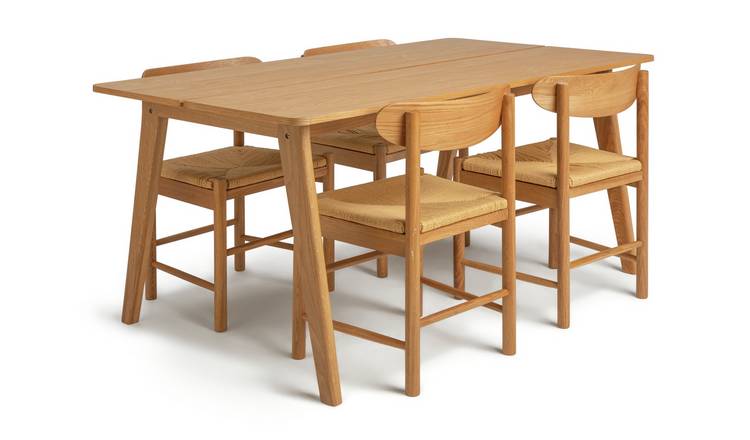 Habitat Nel Wood Veneer Dining Table & 4 Hannah Oak Chairs