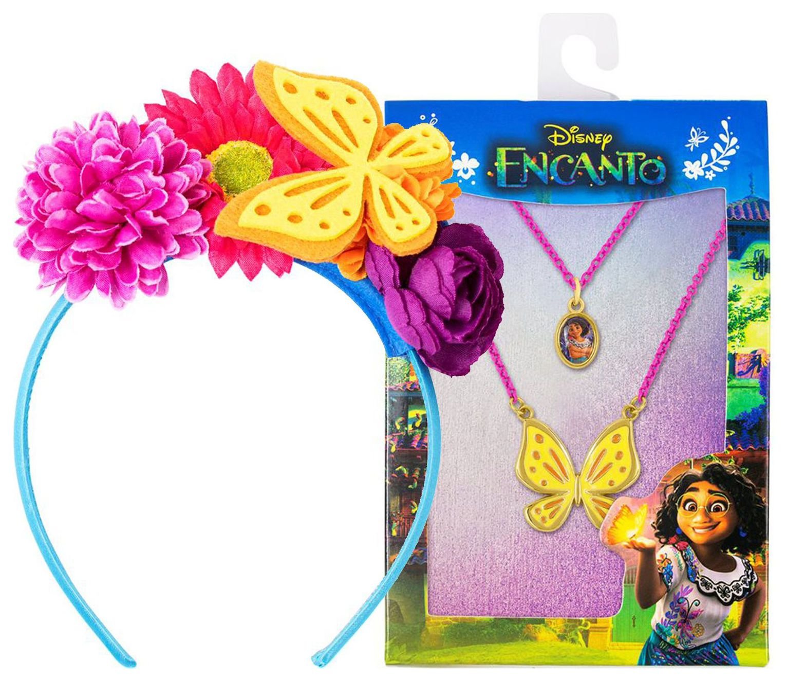 Disney Pink Encanto Butterfly Necklace and Headband Set