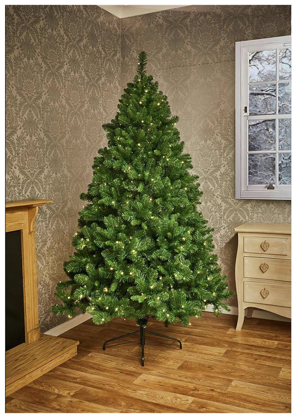 Premier Decorations 6ft Pre lit Oregon Pine Christmas Tree
