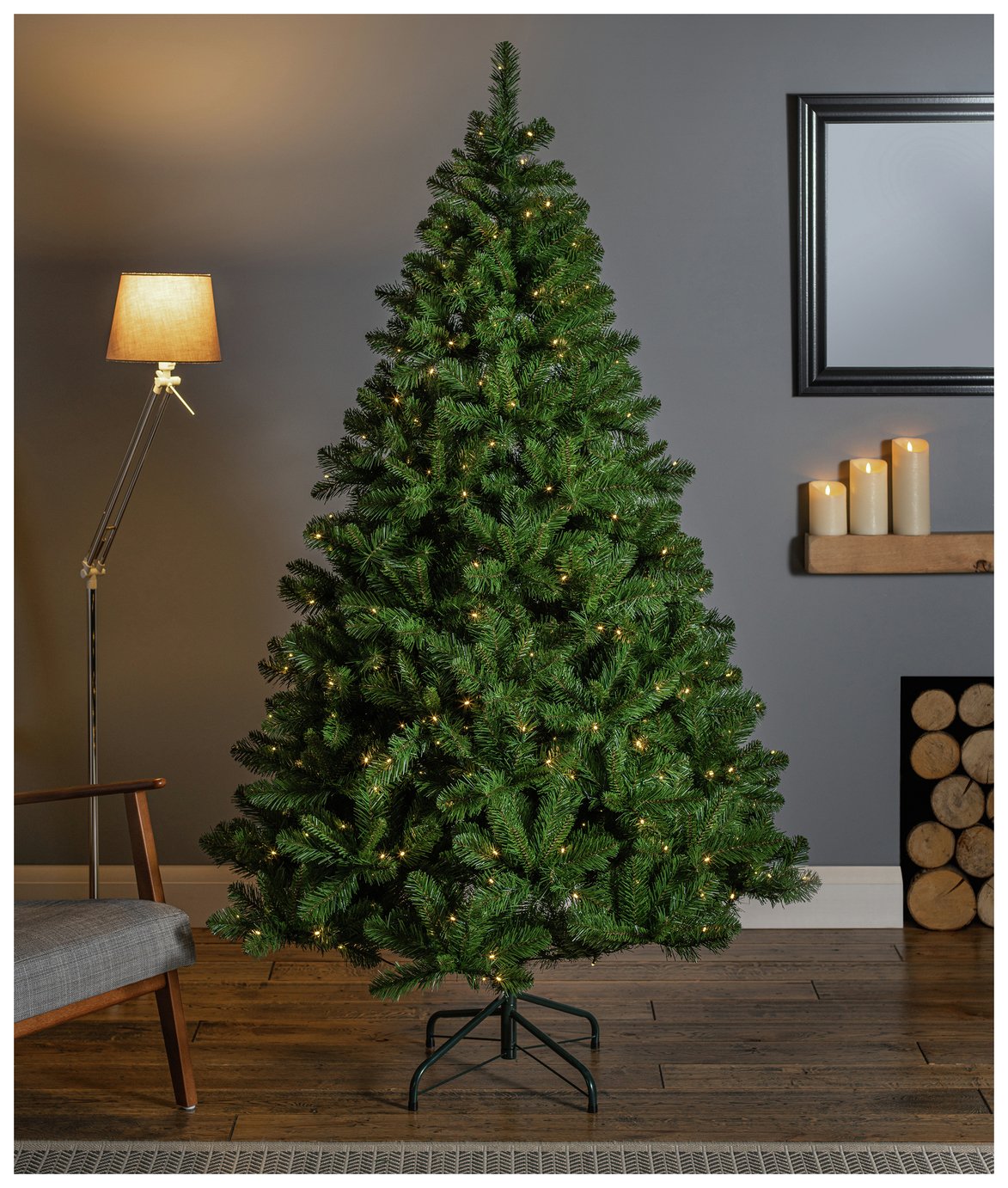 Premier Decorations 8ft Pre lit Oregon Pine Christmas Tree