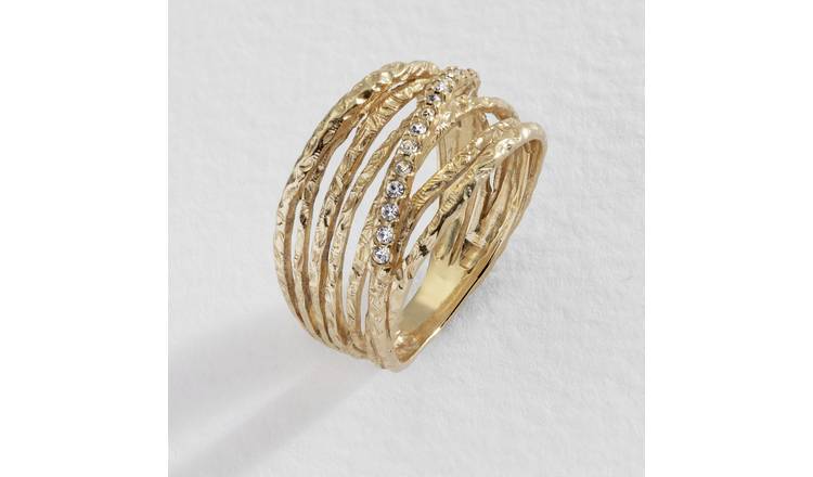 Revere 9ct Yellow Gold Cubic Zirconia Multi-Strand Ring - J