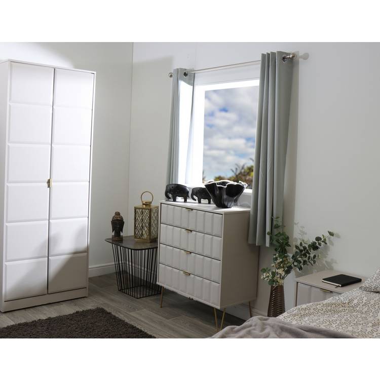 Calvello 2 Drawer Bedside Table - Off White 0