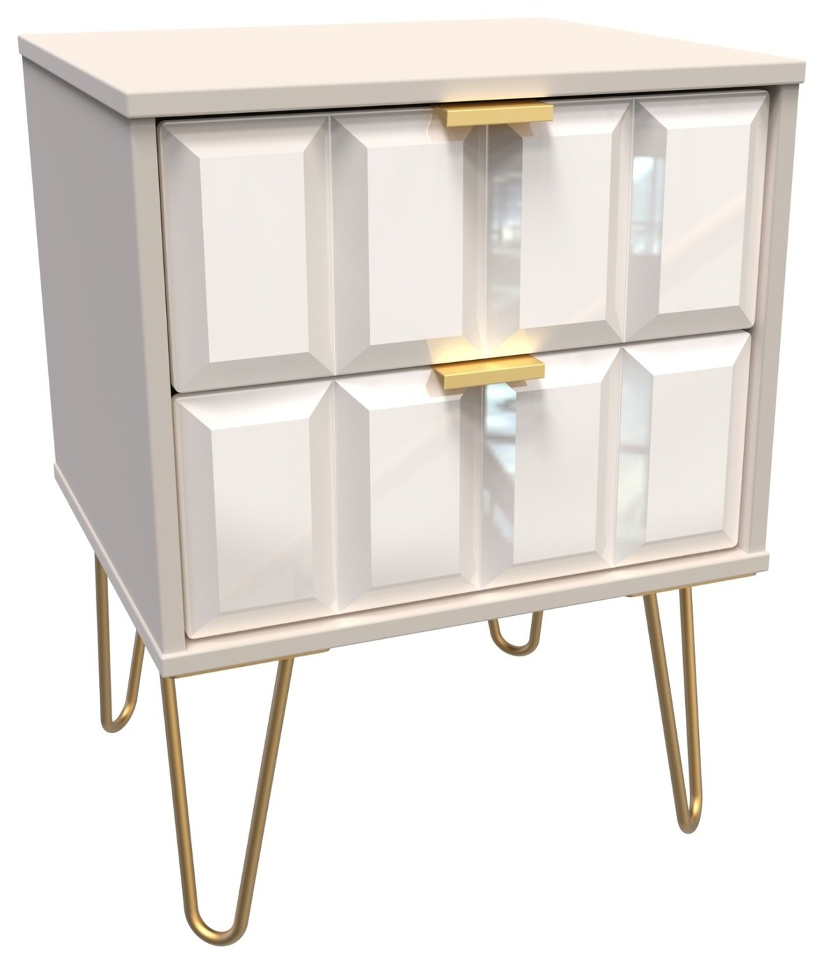 Calvello 2 Drawer Charge Bedside Table - Off White