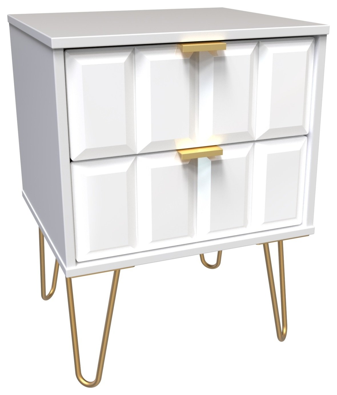 Calvello 2 Drawer Charge Bedside Table - White