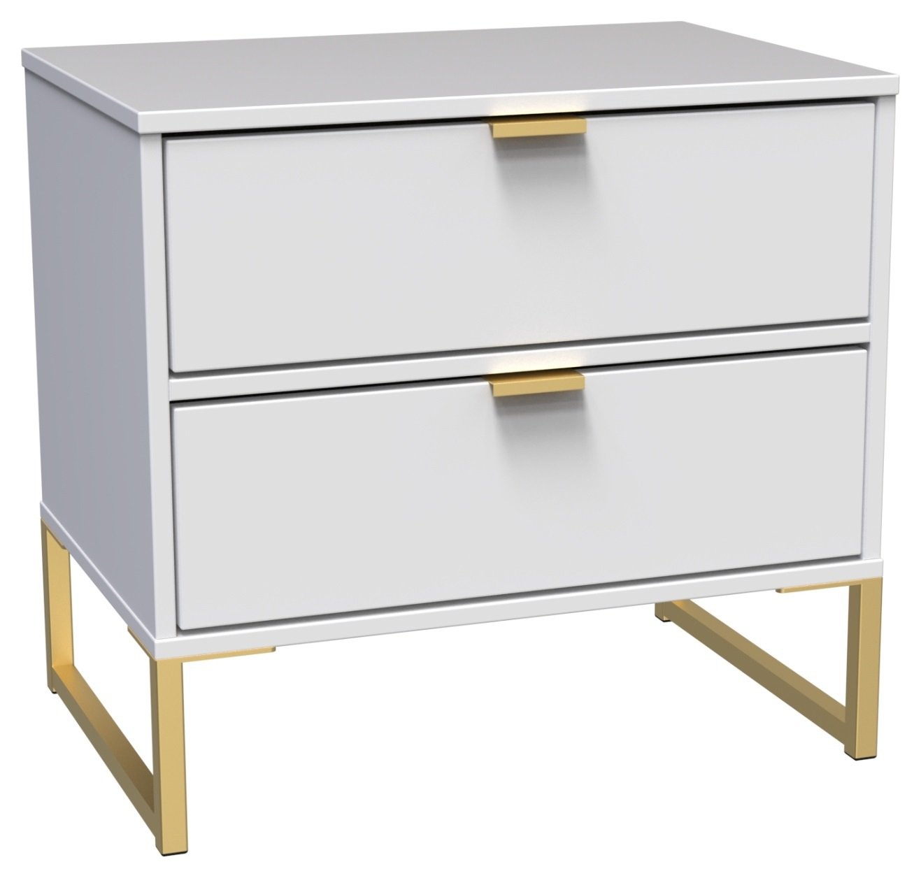 Messina 2 Drawer Bedside Table - White