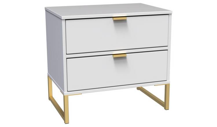 Messina 2 Drawer Bedside Table - White