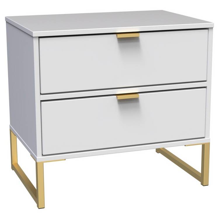 Messina 2 Drawer Bedside Table - White 0