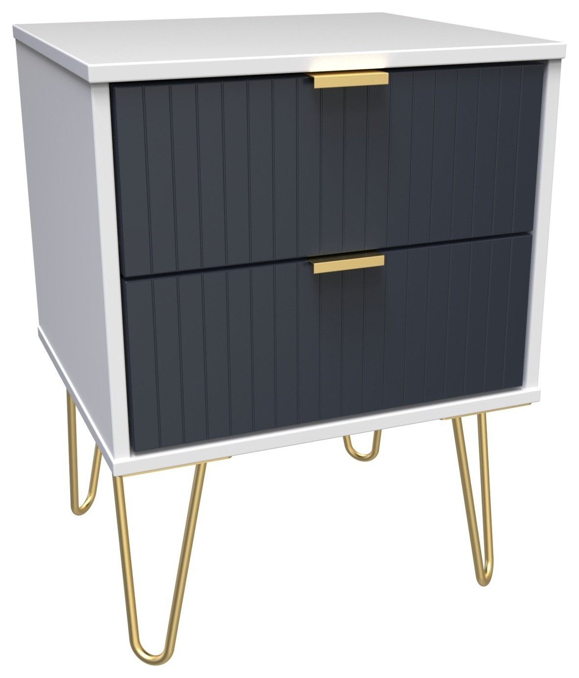 Galatina 2 Drawer Charge Bedside Table - White & Blue