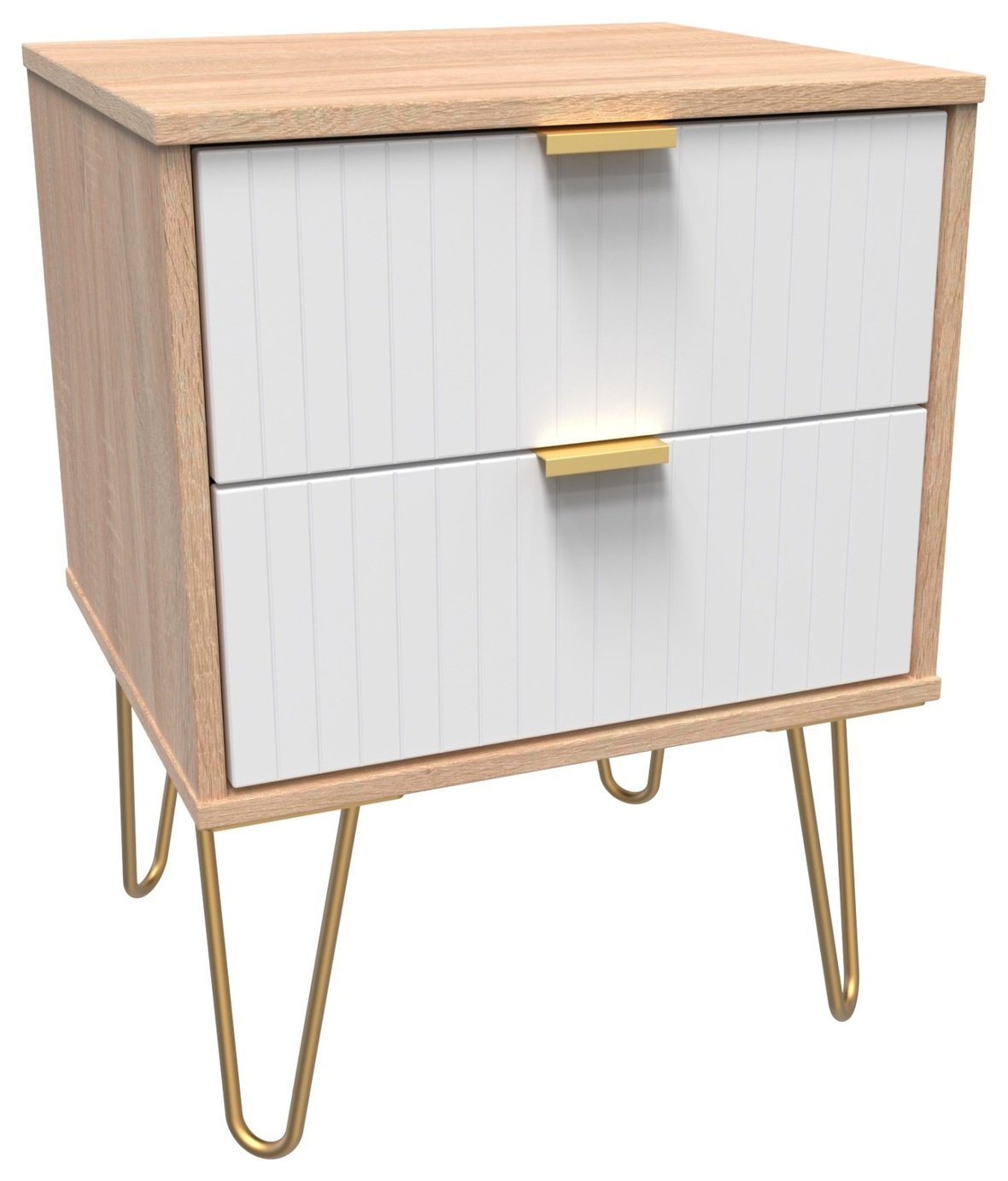 Galatina 2 Drawer Bedside Table - White & Oak