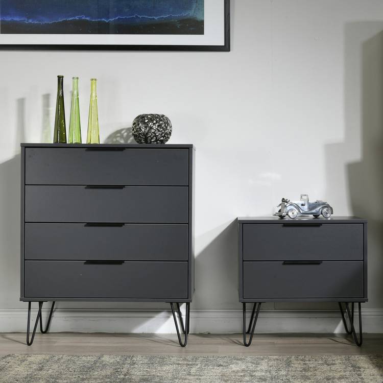 Verona 2 Drawer Bedside Table - Grey 0