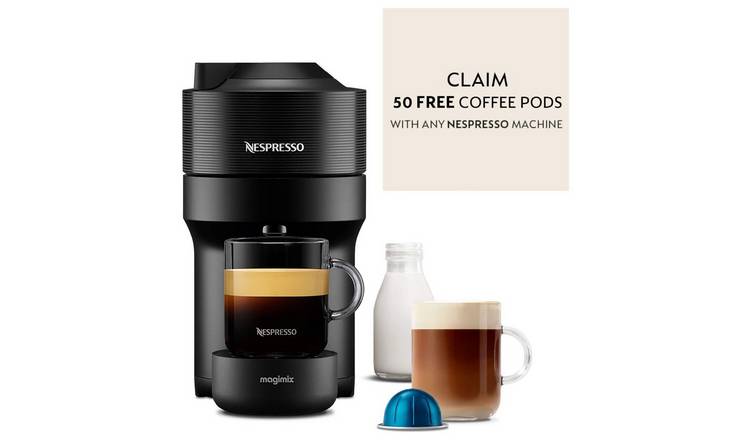 Nespresso Vertuo Pop Coffee Pod Machine by Magimix, Liquorice Black