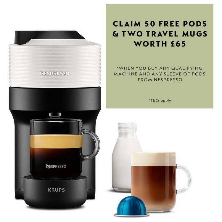 Nespresso Vertuo Pop Pod Coffee Machine by Krups - White 0