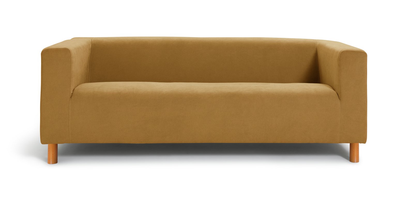 Habitat Moda 3 Seater Velvet Sofa - Mustard
