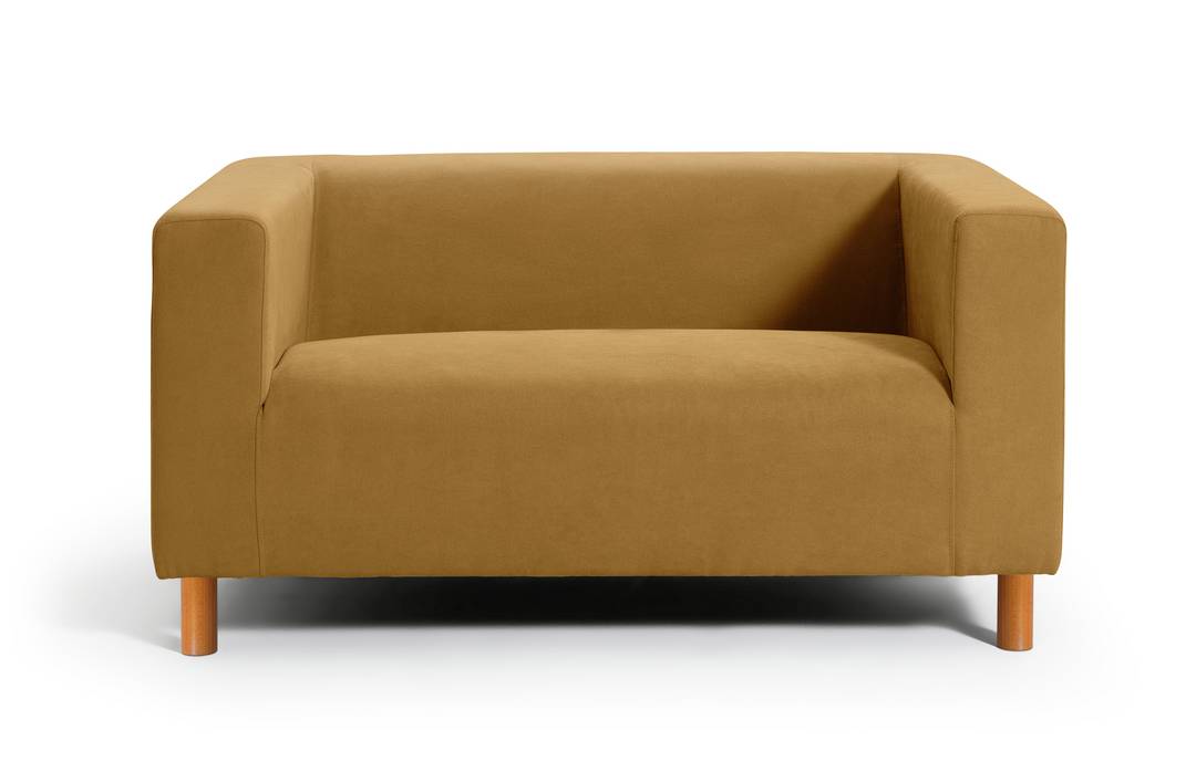 Habitat Moda Small Velvet 2 Seater Sofa - Mustard