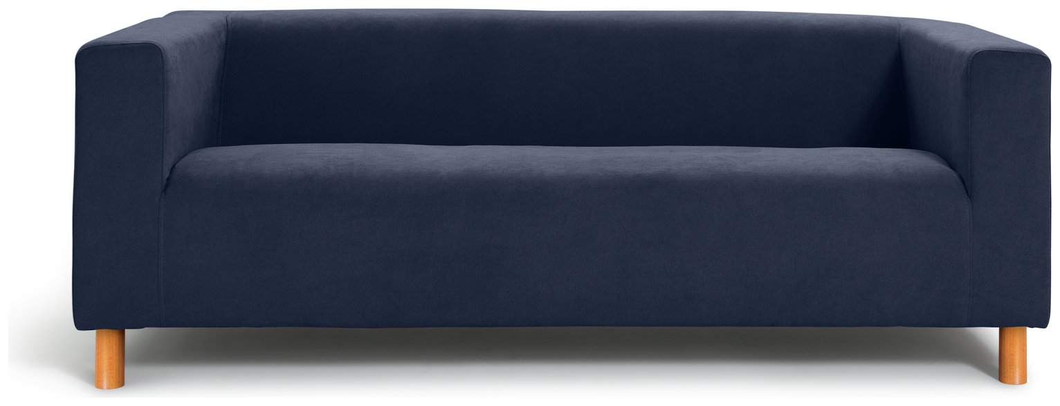 Habitat Moda 3 Seater Velvet Sofa - Navy