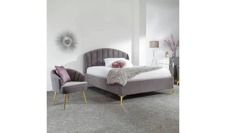 GFW Pettine Double Fabric Ottoman Bed Frame - Grey