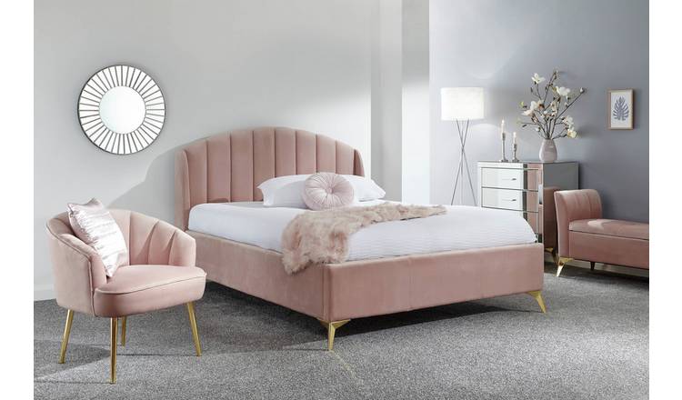 GFW Pettine Double Fabric Ottoman Bed - Blush Pink