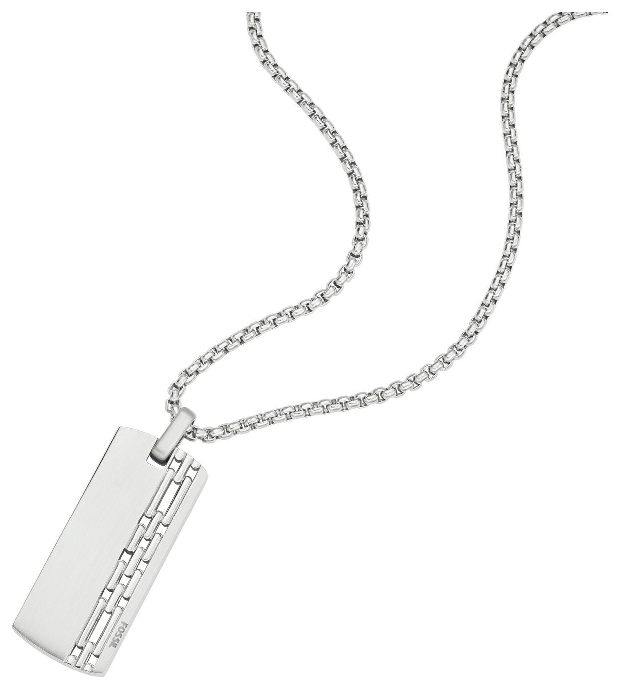 Fossil Men's Stainless Steel Dog Tag Pendant Necklace