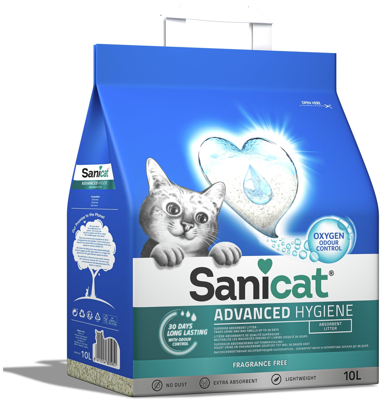 Sanicat Advanced Hygiene Fragrance Free Cat Litter - 10L
