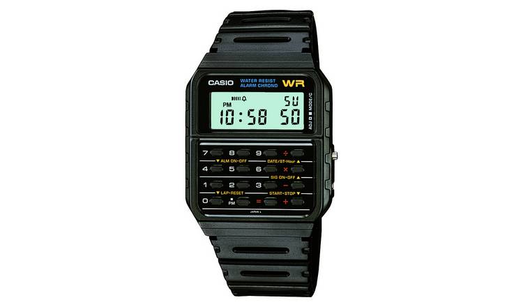 Buy Casio Black Retro Calculator Watch Men s watches Argos