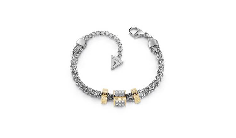 Buy Guess Gold and Silver Plated Crystal Set Charm Bracelet Womens
