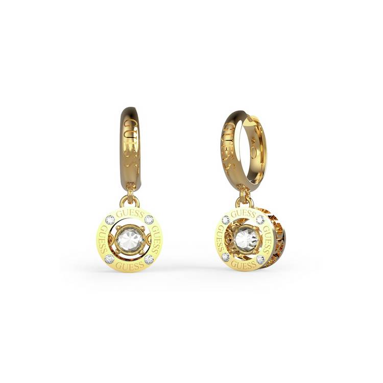Guess Gold Plated Stainless Steel Crystal Drop Earrings 0