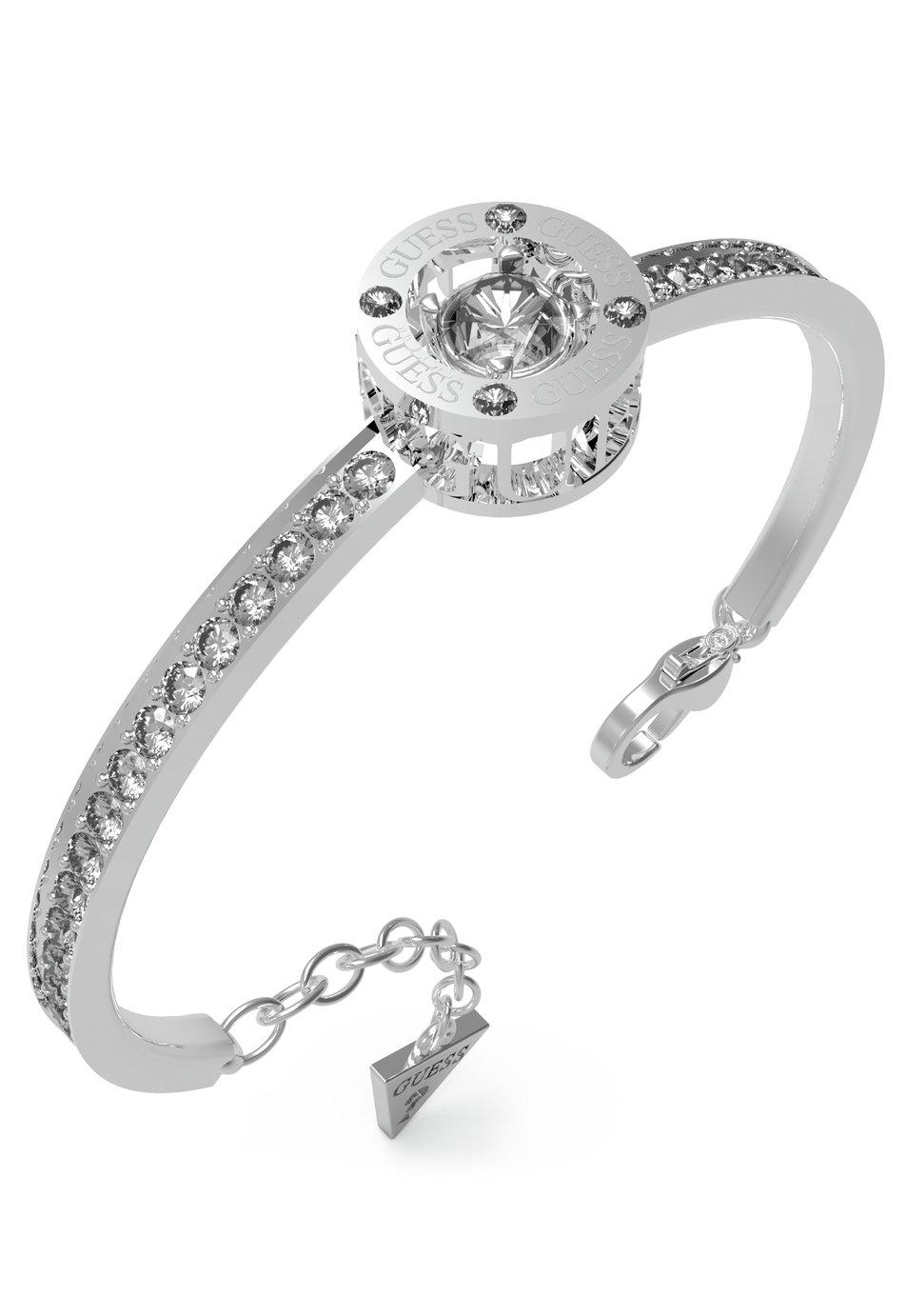 Guess Rhodium Plated Crystal Stones Set Bangle