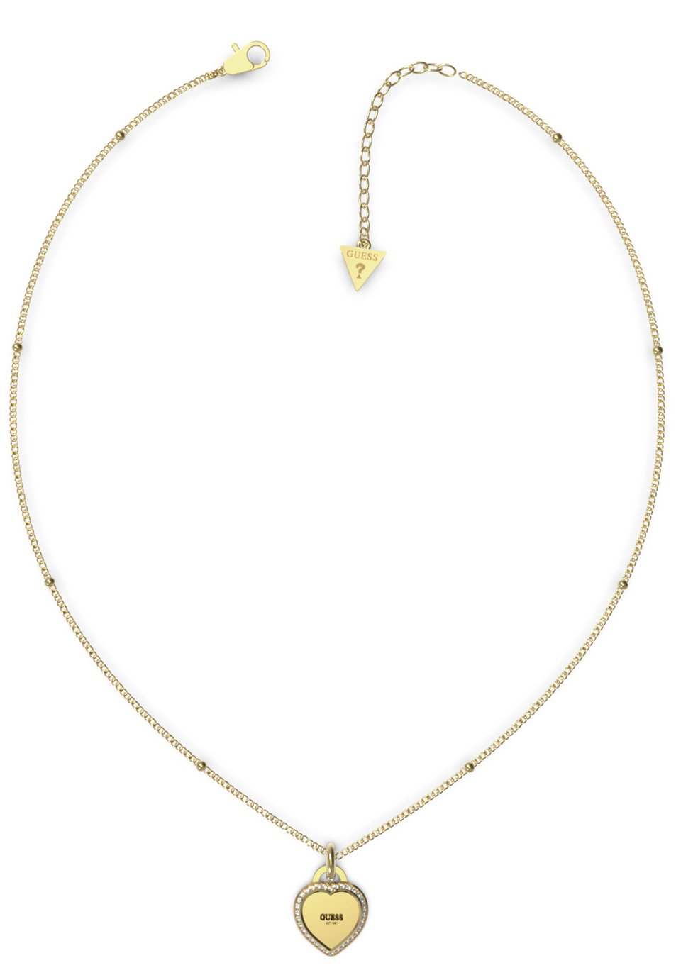Guess Gold Plated Stainless Steel Crystal Heart Necklace