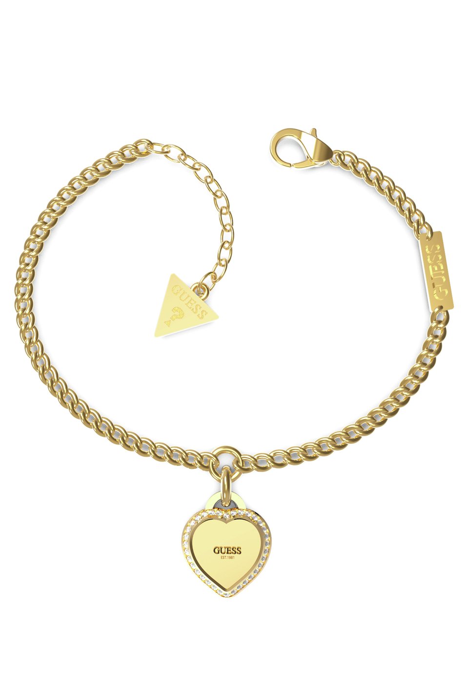 Guess Gold Plated Crystal Set Heart Bracelet