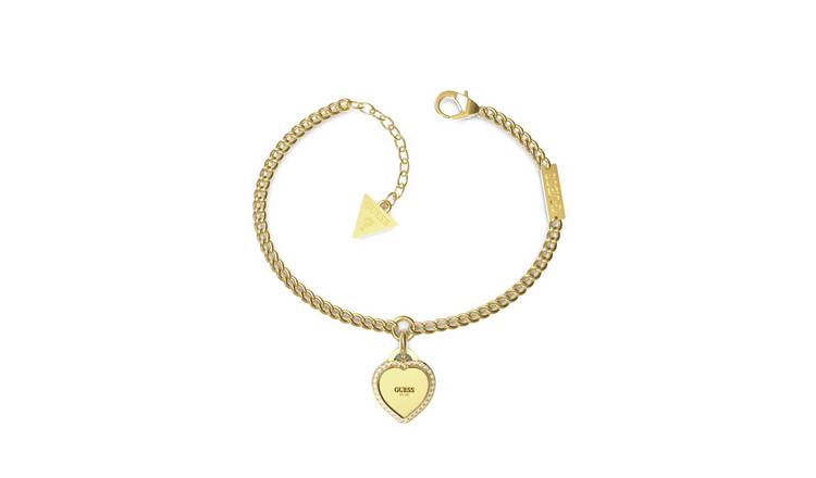 Guess Gold Plated Crystal Set Heart Bracelet