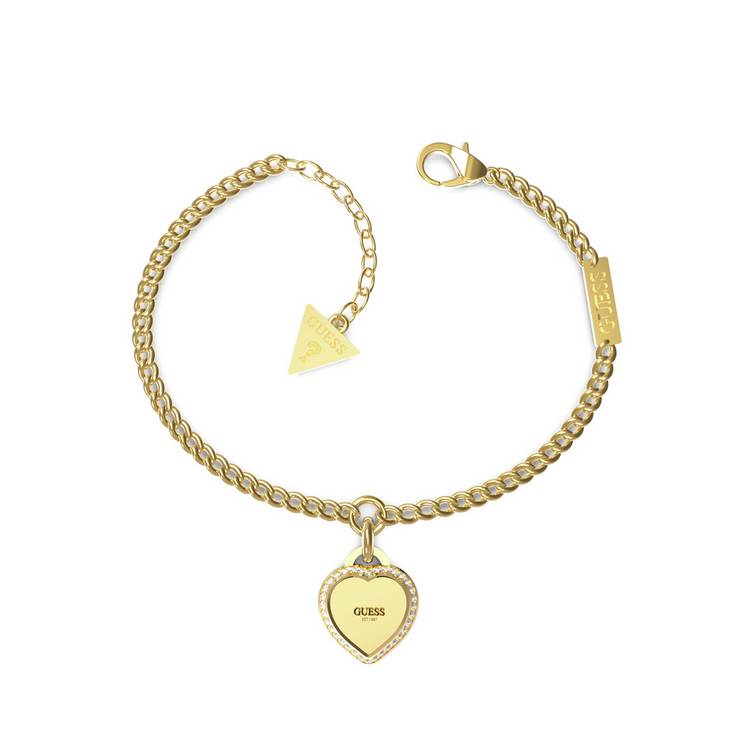 Guess Gold Plated Crystal Set Heart Bracelet 0