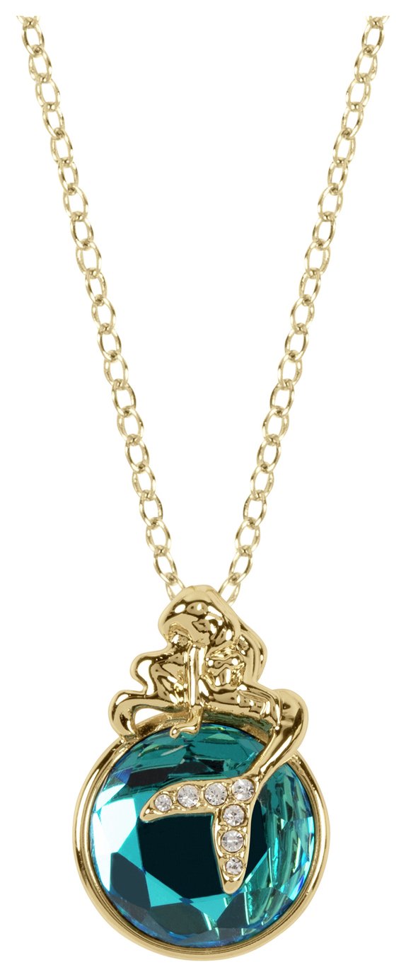 Disney Gold Plated Crystal Ariel Pendant Necklace