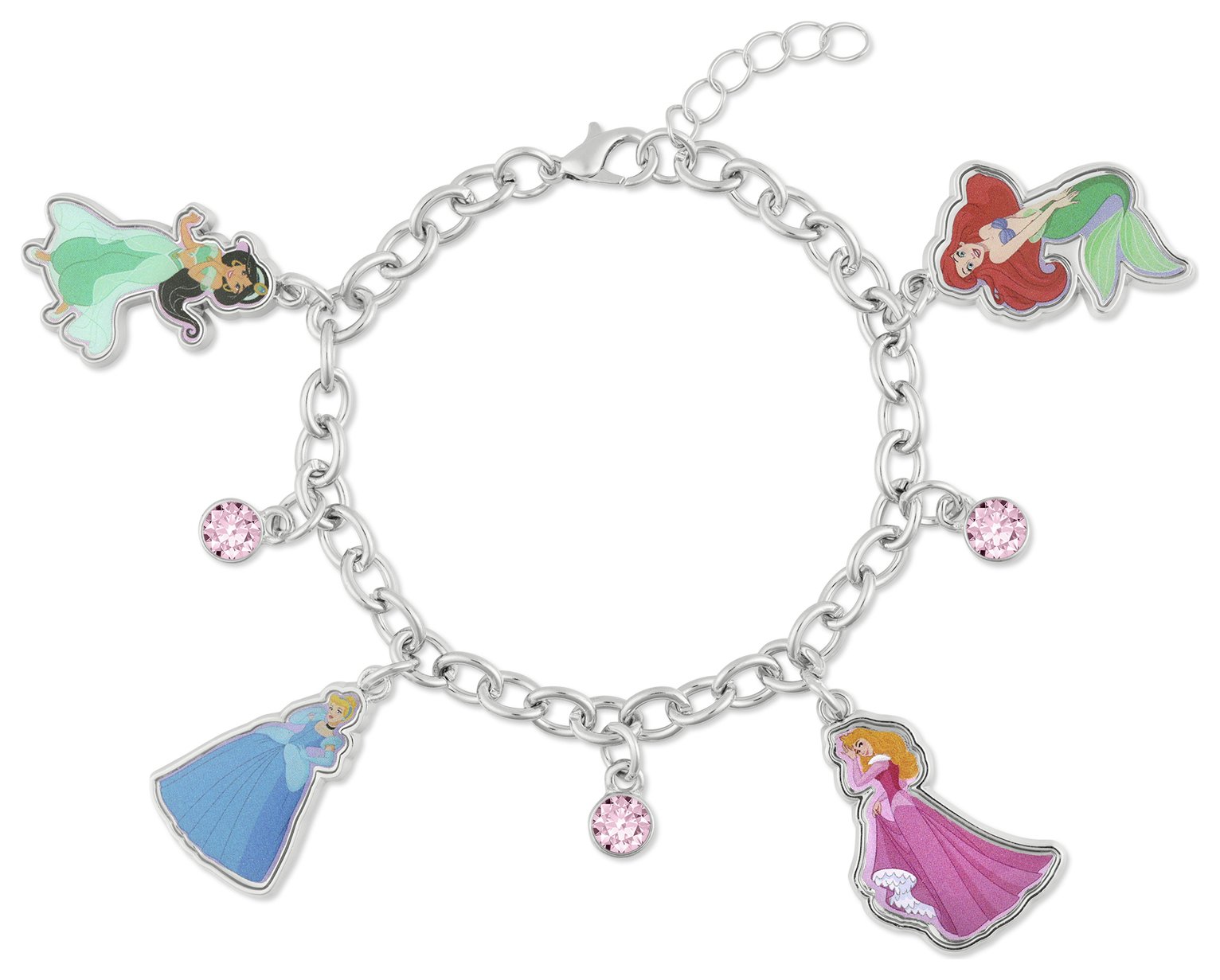 Disney Silver Coloured Crystal Princess Charm Bracelet