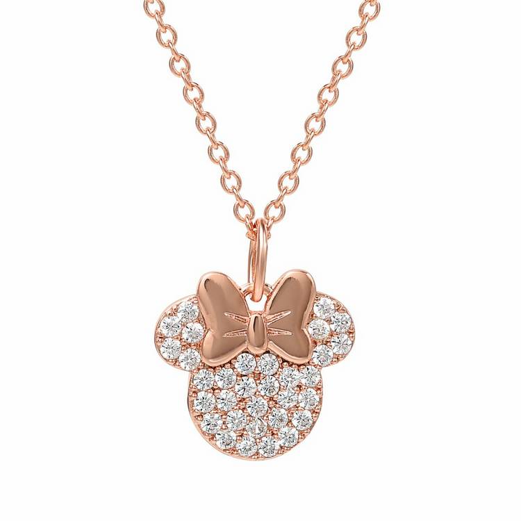 Disney Rose Gold Silver Plated Cubic Zirconia Necklace 0