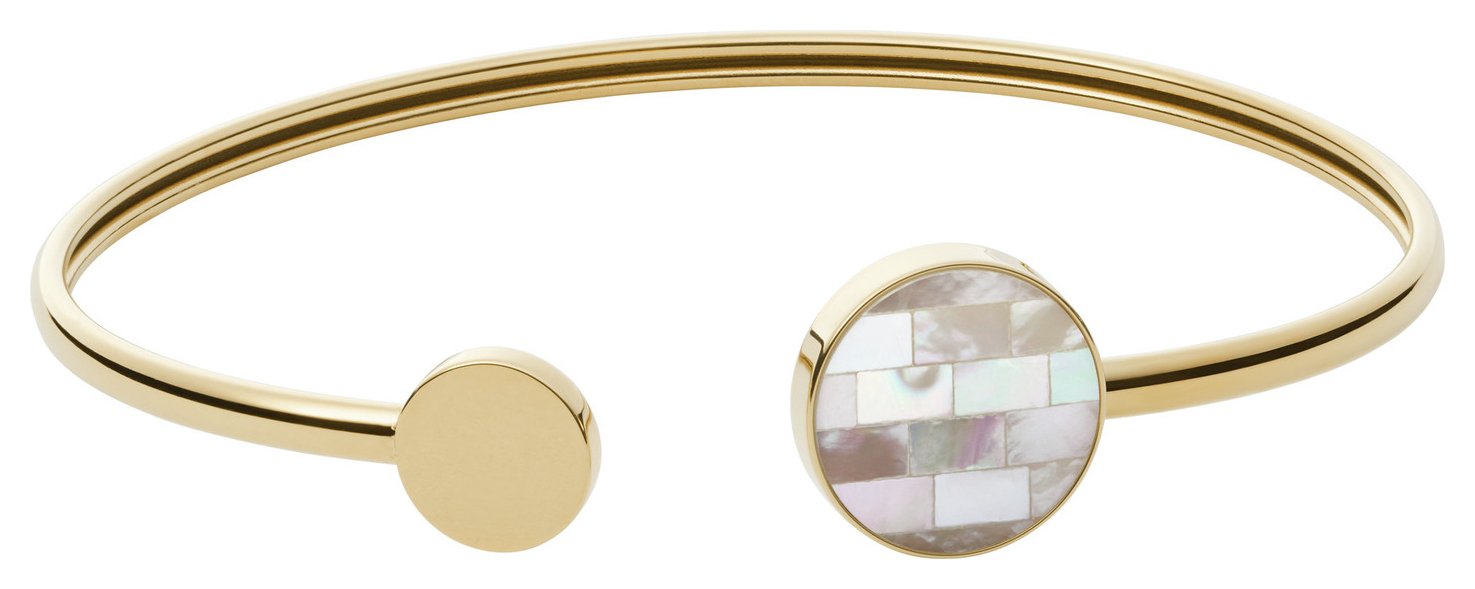 Skagen Gold Tone Stainless Steel Mother of Pearl Bracelet