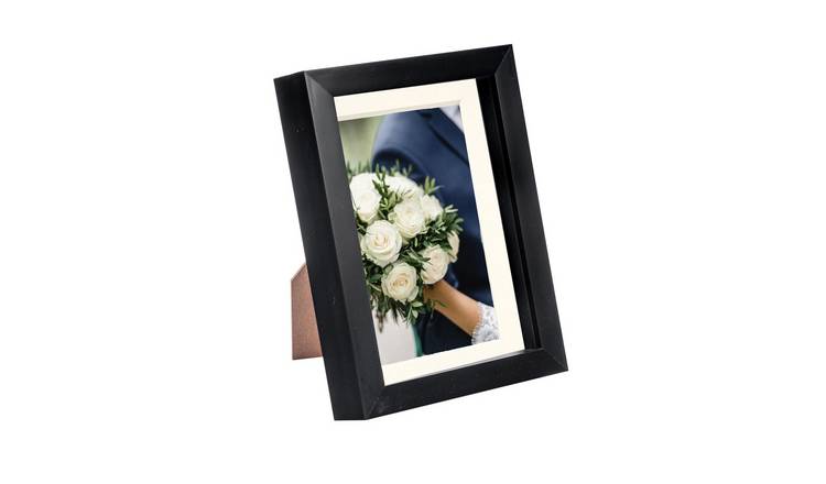 Nicola Spring 3D Box Photo Frame - 5 x 7" with Mount - Black/Ivory