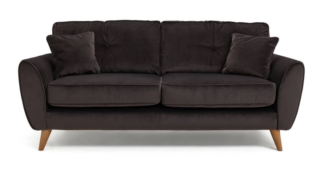 Habitat Isla Velvet 3 Seater Sofa - Grey