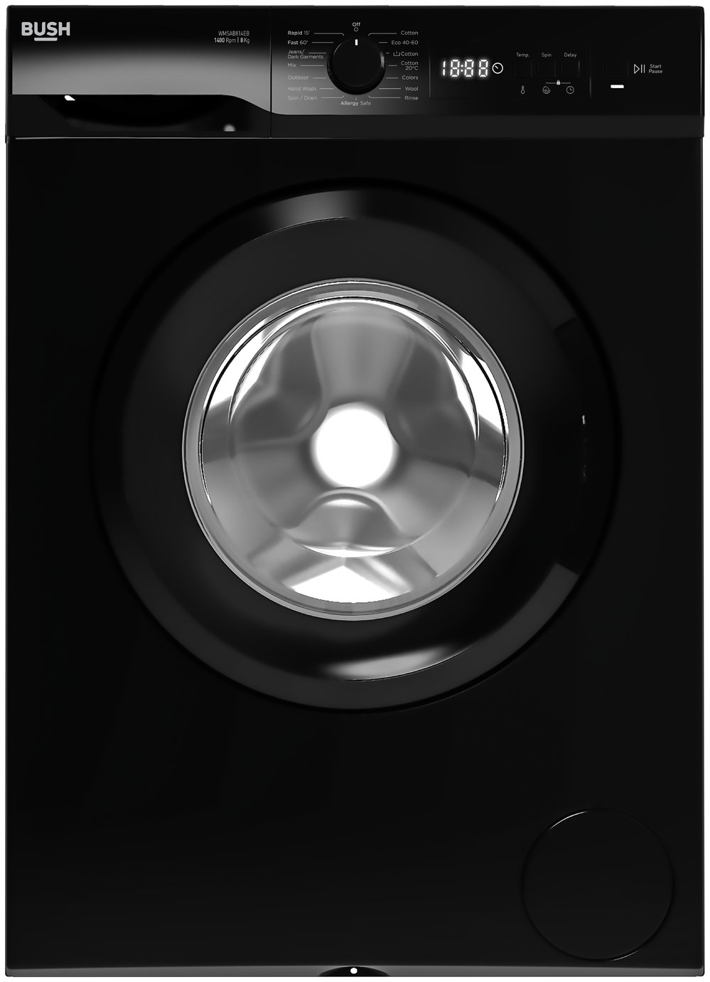 Bush WMSAB814EB 8KG 1400 Spin Washing Machine - Black