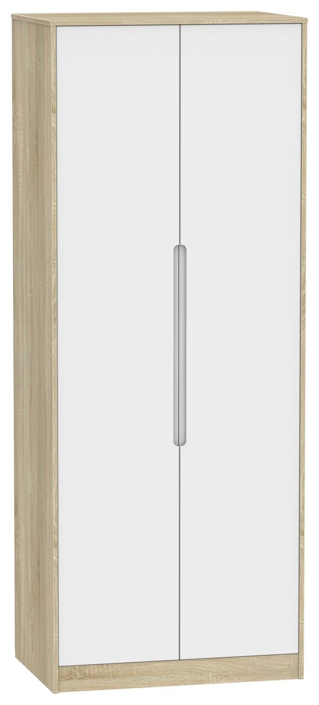 Toulouse 2 Door Wardrobe - White & Oak Effect