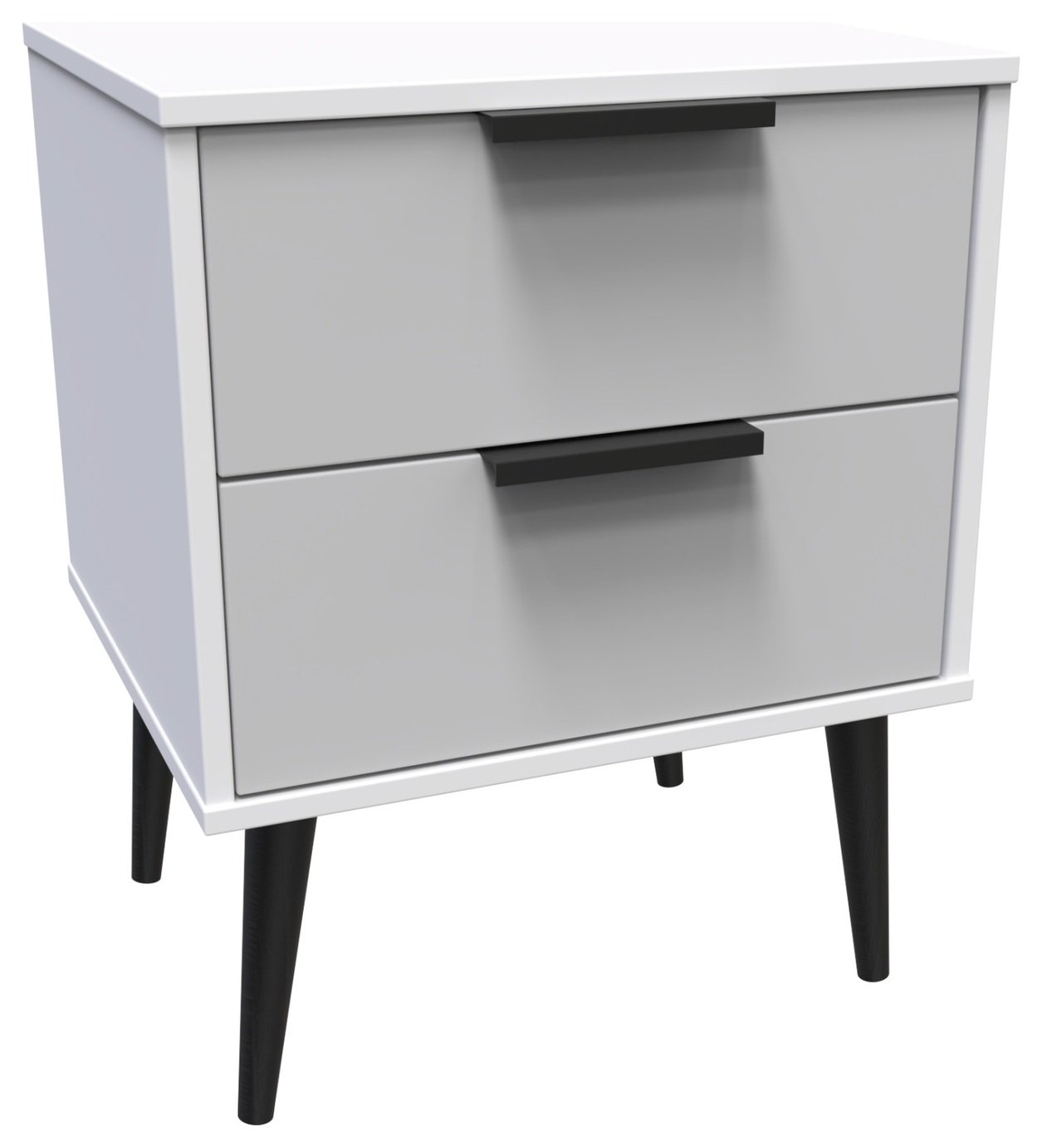 Bergen 2 Drawer Bedside Table - Grey & White