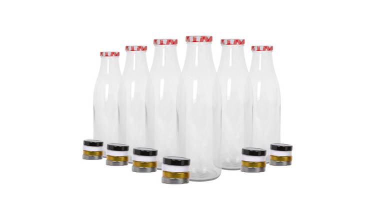 Argon Tableware Glass Water Bottles with Metal Lids - Pack of 6