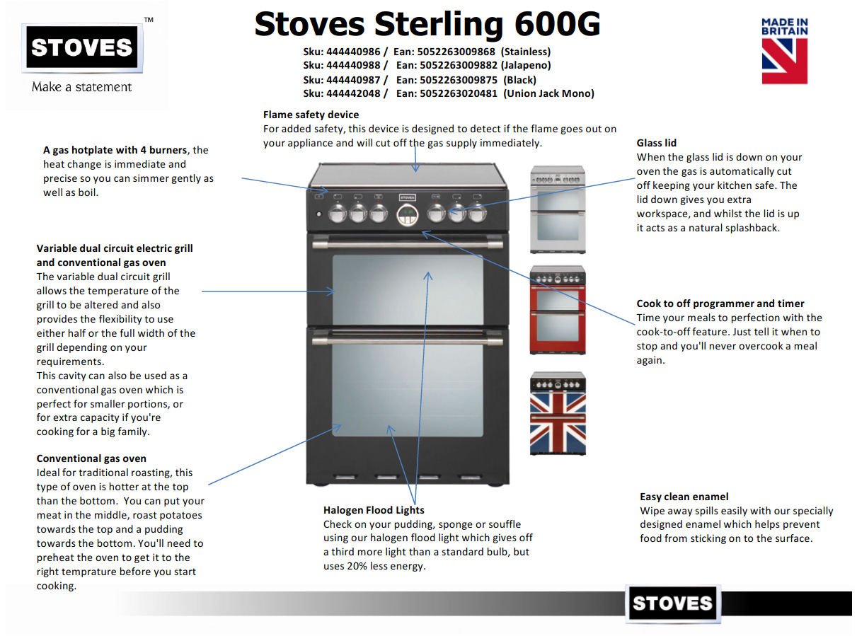 Stoves Sterling 600G Gas Cooker Reviews
