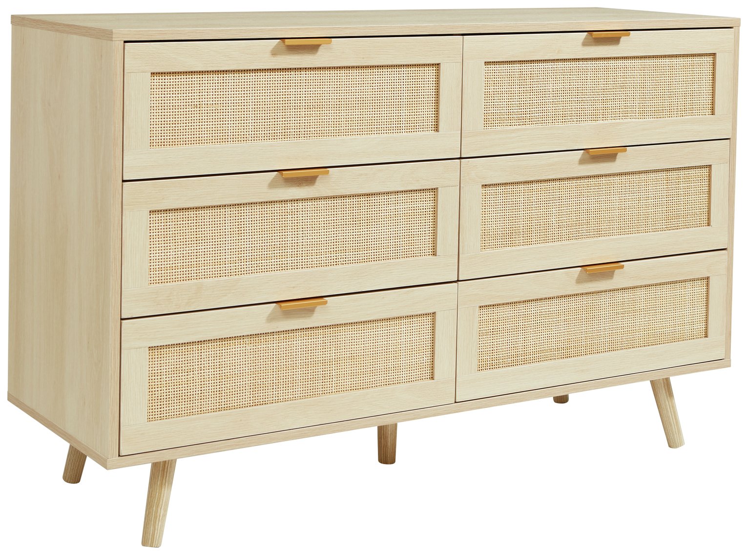 Light Rattan 6 Drawer Chest - Light Wood