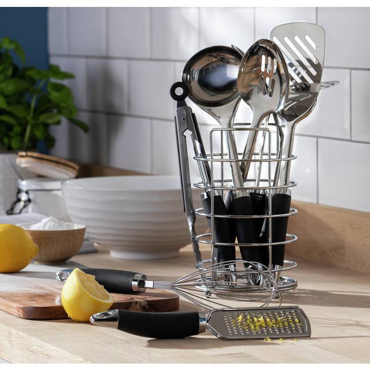 Argos Home 9 piece Stainless Steel Utensil Set - Black 0